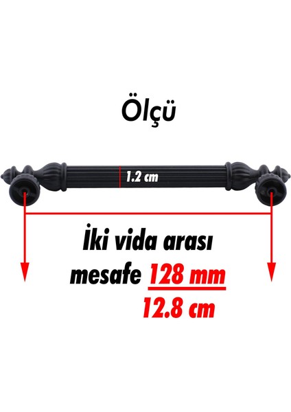 Şah Kulp Mobilya Mutfak Dolabı Çekmece Dolap Kulpları Kapak Kulpu Kulbu Siyah 128 mm Metal