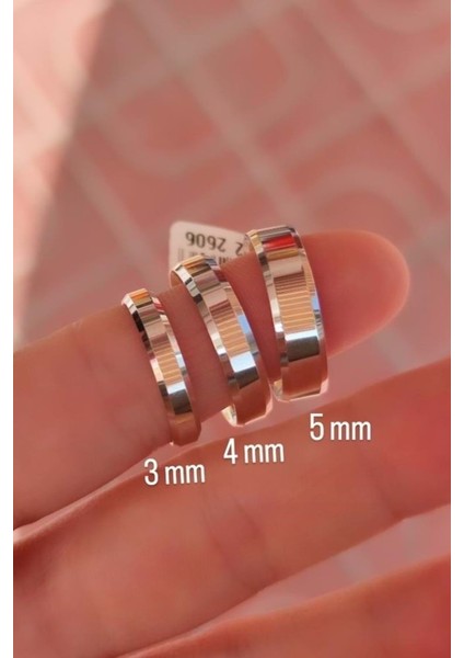 3mm Gümüş Klasik Ince Alyans Söz Nişan Yüzüğü Yanı Kesik WR88 fırsatları