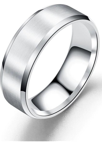 6mm Köşeli Düz Model Unisex Kadın Erkek Çelik Alyans Yüzük cl30