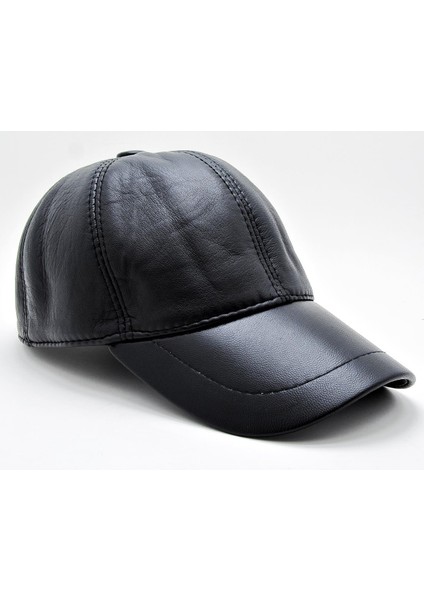 Siyah Deri Beyzbol Cap Erkek Şapka Unisex Model cp228