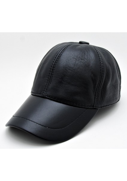 Siyah Deri Beyzbol Cap Erkek Şapka Unisex Model cp228