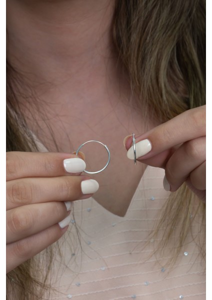 Gümüş Halka Küpe Üçlü Kombin 16 mm + 18 mm + 20 mm wsk03