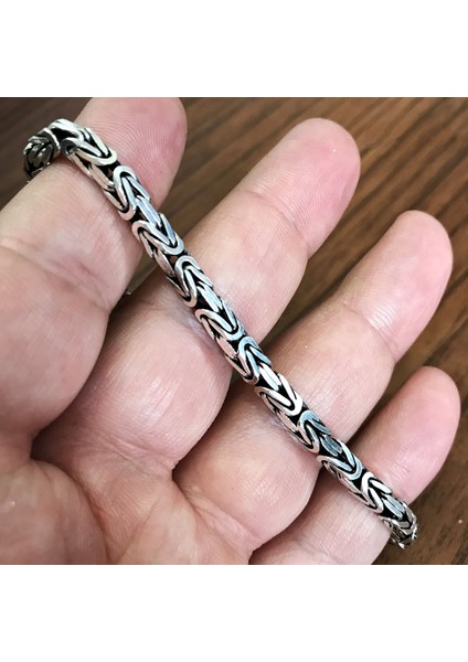 Gümüş Erkek Bileklik Kare Kral Model 5 mm 18 gr msb09