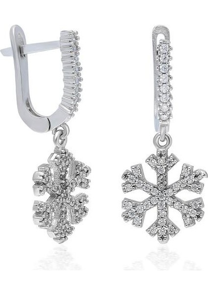 Kar Tanesi Gümüş Kolye Küpe Yüzük Taşlı Set TST07 12