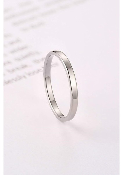 2mm Ince Parlak Düz Model Erkek Kadın Çelik Alyans Yüzük CL41