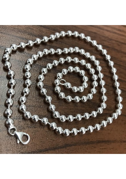 Gümüş Top Erkek Kolye Zincir Parlak 55CM 24GR 4mm msn19k fiyatları