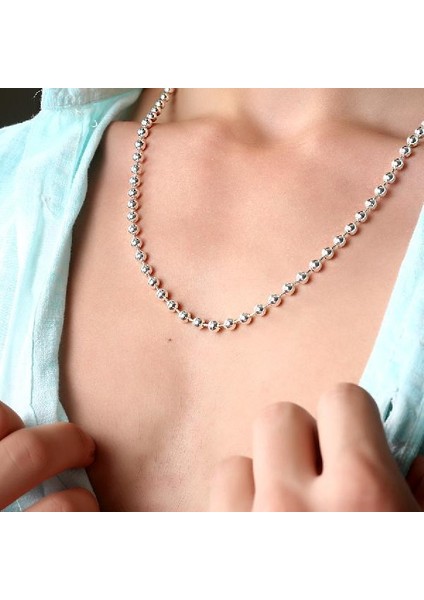 Gümüş Top Erkek Kolye Zincir Parlak 55CM 24GR 4mm msn19k indirimleri