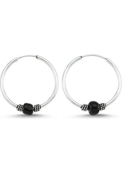 Boncuklu Gümüş Halka Küpe 12 mm WSK09-12