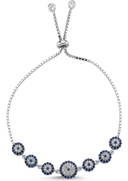 Nazar Boncuklu Taşlı Gümüş Bileklik wsb111 fiyatları