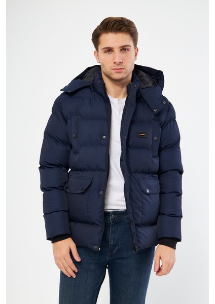 Erkek Lacivert Puff Şişme Mont Kaban Parka modelleri
