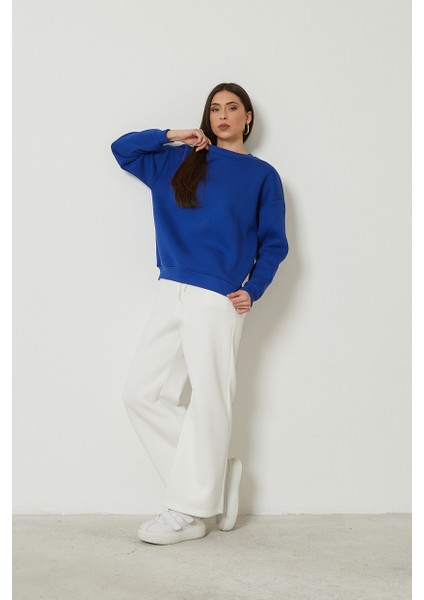 Kadın Bisiklet Yaka Uzun Kollu Basic 3 Iplik Şardonlu Sweatshirt modelleri