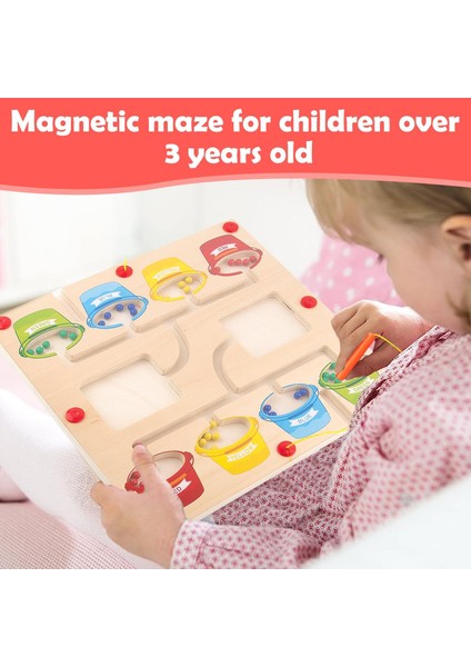 Manyetik Renk ve Sayı Labirenti, Montessori Ahşap Mıknatıslı Bulmaca Oyun Tahtası ， Ince Motor Becerileri Oyuncakları ， Erkek Kız 3 4 5 Yaşında Öğrenme ve Eğitim Oyuncakları ， Ahşa (Yurt Dışından)