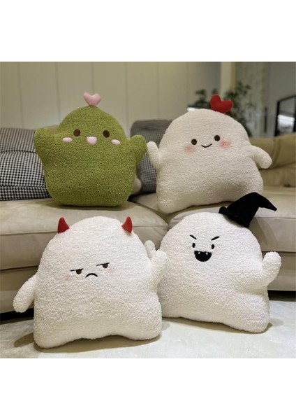 Sevimli Hayalet Peluş Yastık, Yumuşak Beyaz Şeytan Hayalet Doldurulmuş Hayvanlar Peluşlar Kawaii Bebek Oyuncak Kız Erkek Doğum Günü Cadılar Bayramı Noel Için Komik Oda Dekor Hediye (Yurt Dışından) modelleri