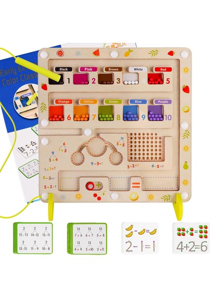 Manyetik Renk ve Sayı Labirent Tahtası, Montessori Sayma Eşleşen Oyuncaklar, Ahşap Mıknatıs Bulmacalar Yürümeye Başlayan 3 4 5 6 Yaşındaki Çocuklar Için Masa Oyunları, Montessori (Yurt Dışından)
