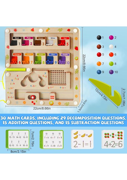 Manyetik Renk ve Sayı Labirent Tahtası, Montessori Sayma Eşleşen Oyuncaklar, Ahşap Mıknatıs Bulmacalar Yürümeye Başlayan 3 4 5 6 Yaşındaki Çocuklar Için Masa Oyunları, Montessori (Yurt Dışından) fiyatları