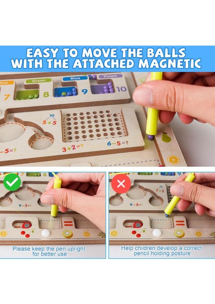 Manyetik Renk ve Sayı Labirent Tahtası, Montessori Sayma Eşleşen Oyuncaklar, Ahşap Mıknatıs Bulmacalar Yürümeye Başlayan 3 4 5 6 Yaşındaki Çocuklar Için Masa Oyunları, Montessori (Yurt Dışından) modelleri