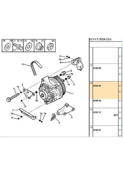 Alternatör Ayağı 306 Partner Xsara Berlingo (5706.85)