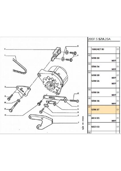 Alternatör Ayak 205 306 Partner (5706.87)