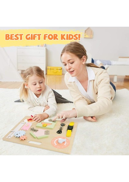 Yeni Yürümeye Başlayan Çocuklar Için Ahşap Meşgul Tahta, Öğrenme ve Beyin Gelişimini Geliştirmek Için Uçak ve Araba Yolculuğu Için 10 Eğitici Kıpır Kıpır Aktivite Içeren Seyahat Mo (Yurt Dışından) fırsatları