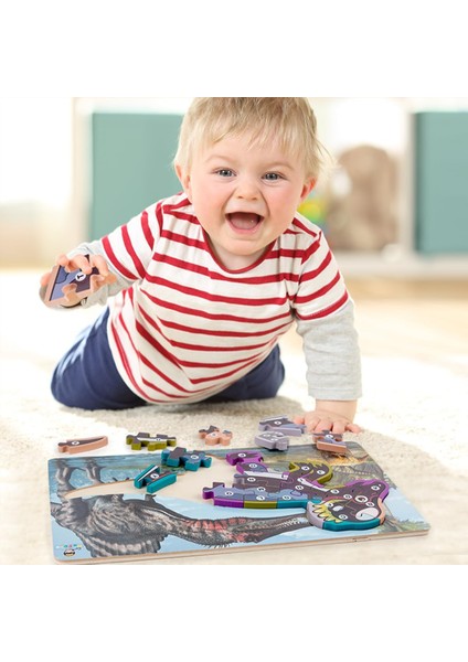Ahşap Küçük Bebek Yapbozları, 2 Parçalı Büyük Boy Dinozor Yapboz, 2 3 4 5 Yaşına Uygun Küçük Çocuk Ahşap Yapboz Oyuncakları, Erkek ve Kız Çocukları Için Küçük Çocuk (Diceratops + S (Yurt Dışından)