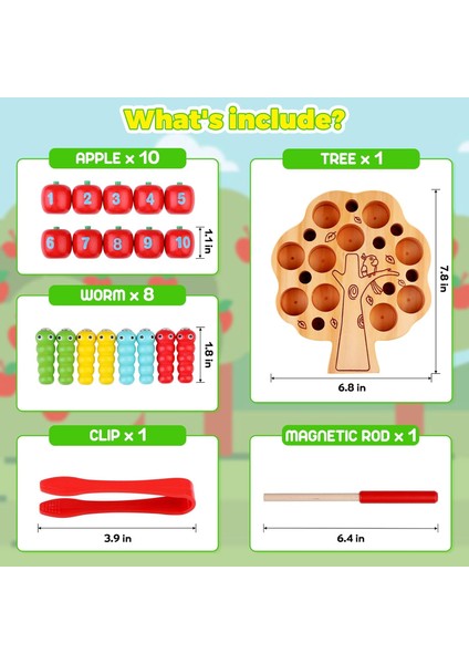 3 Yaşındaki Çocuklar Için Montessori Oyuncakları - Manyetik Solucanlar Dahil Ahşap Ince Motor Becerilerini Öğrenme Elma Eşleştirme Oyunu Eğitici Oyuncaklar - 36+ Yaşındaki Yeni Yür (Yurt Dışından) fiyatları