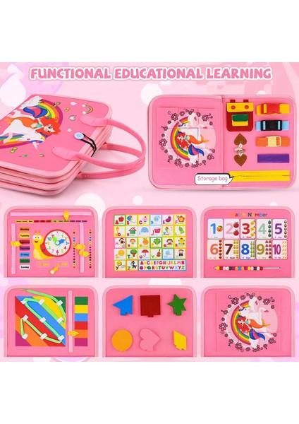 Meşgul Tahta Kitap Montessori Oyuncakları 1 2 3 4 Yaşındaki Bebekler Için Duyusal Öğrenme Etkinliği Okul Öncesi Oyuncaklar Kızlar ve Erkekler Için Doğum Günü Hediyesi (Pembe) (Yurt Dışından) fiyatları