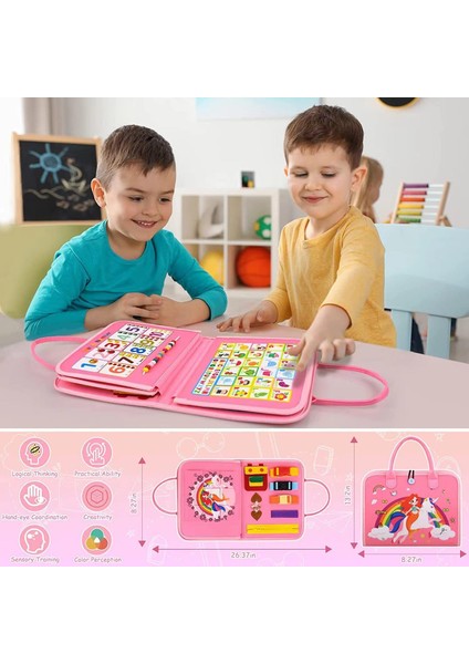 Meşgul Tahta Kitap Montessori Oyuncakları 1 2 3 4 Yaşındaki Bebekler Için Duyusal Öğrenme Etkinliği Okul Öncesi Oyuncaklar Kızlar ve Erkekler Için Doğum Günü Hediyesi (Pembe) (Yurt Dışından) fırsatları