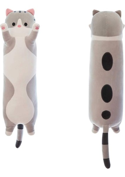 Güzel Peluş Kedi Bebek Sevimli Karikatür Yumuşak Dolması Yavru Kedi Yastık Uzun Atışlı Uyku Yastığı Bebek Oyuncak Hediye Çocuklar Için Kız Arkadaşı Çoklu Boyut (Gri, 110CM/43.3IN) (Yurt Dışından)