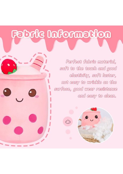 9.4 Inç Dolması Kabarcık Çay Peluş Çilek Yastık Karikatür Silindirik Süt Boba Çay Bardağı Yastık, Süper Yumuşak Kawaii Sarılma Yastık (Yurt Dışından)