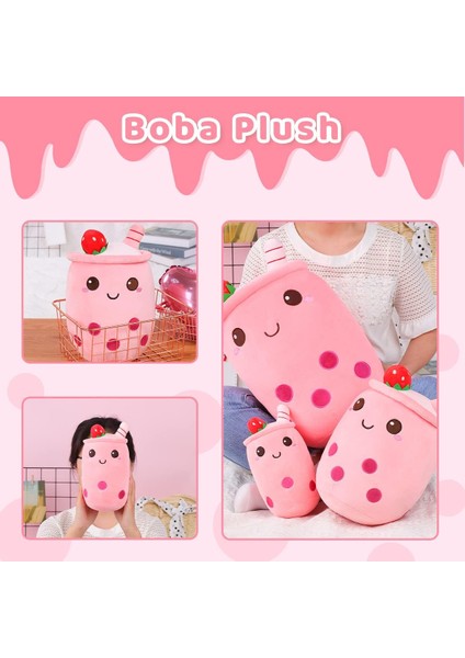 9.4 Inç Dolması Kabarcık Çay Peluş Çilek Yastık Karikatür Silindirik Süt Boba Çay Bardağı Yastık, Süper Yumuşak Kawaii Sarılma Yastık (Yurt Dışından)