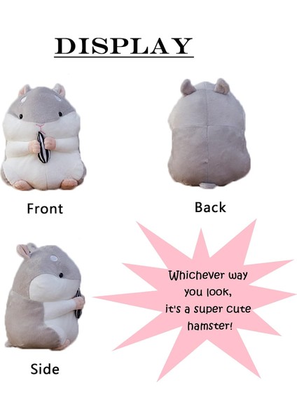 9" Hamster Peluş Doldurulmuş Hayvanlar, Çocuklar Erkekler Kızlar Için Kawaii Hamster Oyuncak, Gri (Yurt Dışından)