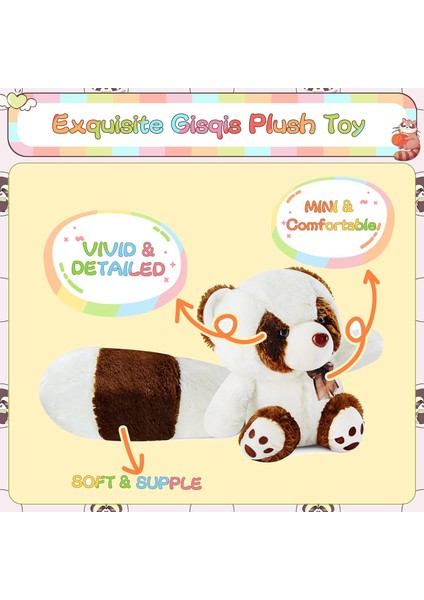 Rakun Peluş Oyuncaklar, 15" Rakun Ayı Doldurulmuş Hayvanlar Sevimli Doldurulmuş Rakun Peluşlar Yumuşak Sevimli Büyük Kuyruk Doldurulmuş Kahverengi Ayılar Peluş Kızlar Için Doğum Gü (Yurt Dışından)