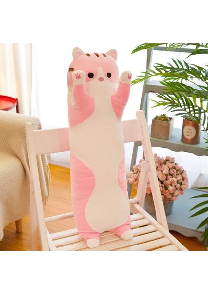 Güzel Peluş Kedi Bebek Sevimli Karikatür Yumuşak Dolması Yavru Kedi Uzun Atış Uyku Yastığı Bebek Oyuncak Hediye Çocuklar Için Kız Arkadaşı Çoklu Boyutu (Pembe, 50CM/19.6IN) (Yurt Dışından)