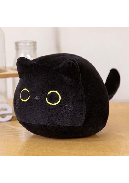 Kedi Peluş Bebek Çocuk Peluş Hayvan Oyuncak Peluş Yastık Bulanık Hayvan Ev Dekorasyon Hayvan Peluş Pet Peluche Siyah Kedi Doldurulmuş Oyuncaklar (25 Cm, Siyah) (Yurt Dışından)