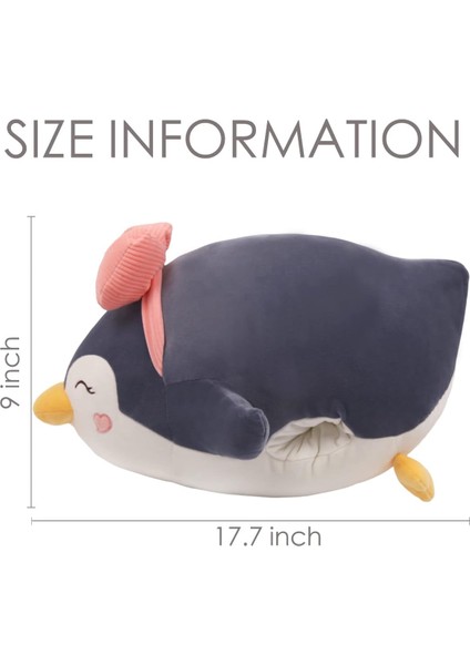 Gri Penguen Peluş Yastık Dolması Hayvan Snuggly Yastık Sevimli Peluş Oyuncak Snuggle Buddy Plushie Çocuklar Erkekler Kızlar Için Kawaii Yumuşak Sarılma Yastık 17.7in (Yurt Dışından)