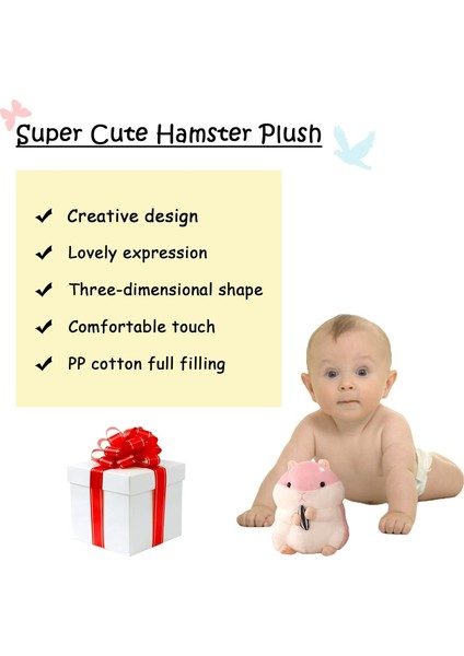 9 "hamster Peluş Doldurulmuş Hayvanlar, Çocuklar Erkekler Kızlar Için Kawaii Hamster Oyuncak, Pembe (Yurt Dışından)