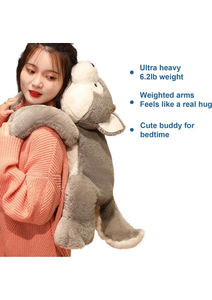 Ağırlıklı Doldurulmuş Hayvanlar, 3,3 Lbs Ağırlıklı Husky Doldurulmuş Hayvan Peluş Oyuncak Sevimli Huskies Ağırlıklı Peluş Hayvanlar Erkekler Kızlar Için Yastık Hediyeleri Atın, 19, (Yurt Dışından)