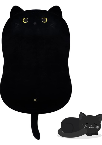 Siyah Kedi Peluş Oyuncak Yastık, Yumuşak Bebek Peluş Yastık, Doldurulmuş Hayvan Yumuşak Yastık Bebek Oyuncakları Şekil Tasarım Kanepe Dekorasyon (Yurt Dışından)