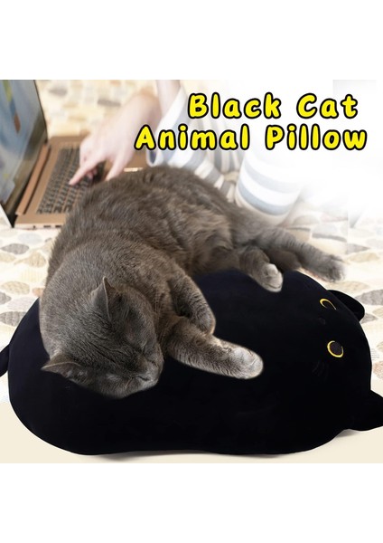 Siyah Kedi Peluş Oyuncak Yastık, Yumuşak Bebek Peluş Yastık, Doldurulmuş Hayvan Yumuşak Yastık Bebek Oyuncakları Şekil Tasarım Kanepe Dekorasyon (Yurt Dışından) fiyatları