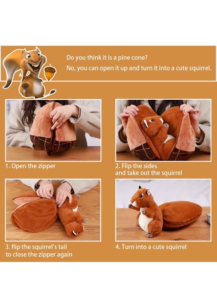 Çift Taraflı Sincap Doldurulmuş Hayvan, Fermuarlı Çam Kozalağı Sincap Peluş Bebek, Çocuklar ve Yetişkinler Için Yumuşak ve Sevimli Çam Kozalağı Oyuncak Yastık ve Dekorasyon (Yurt Dışından) fiyatları