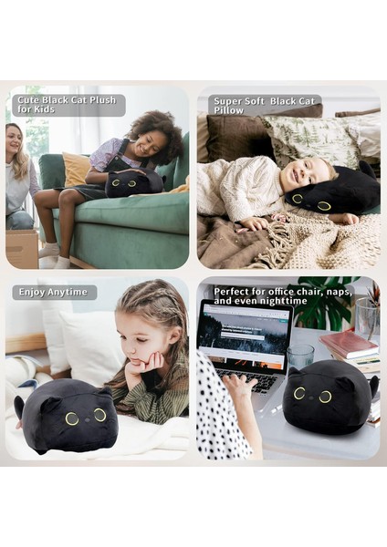 15.7" 3D Kara Kedi Peluş Oyuncak Yastık, Yumuşak Kawaii Yavru Kedi Doldurulmuş Hayvan Yastığı (Yurt Dışından) fiyatları