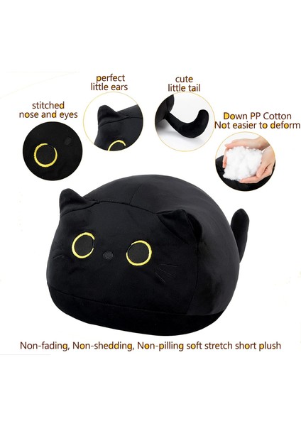 15.7" 3D Kara Kedi Peluş Oyuncak Yastık, Yumuşak Kawaii Yavru Kedi Doldurulmuş Hayvan Yastığı (Yurt Dışından) fırsatları