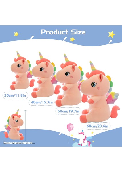Kızlar Için Tek Boynuzlu At Peluş Doldurulmuş Hayvanlar, 19.7in Yumuşak Sevimli Pembe Tek Boynuzlu At Peluş Oyuncaklar Bebek Kanatlı Doğum Günü Hediyeleri Çocuklar Için Erkek Çocuk (Yurt Dışından)
