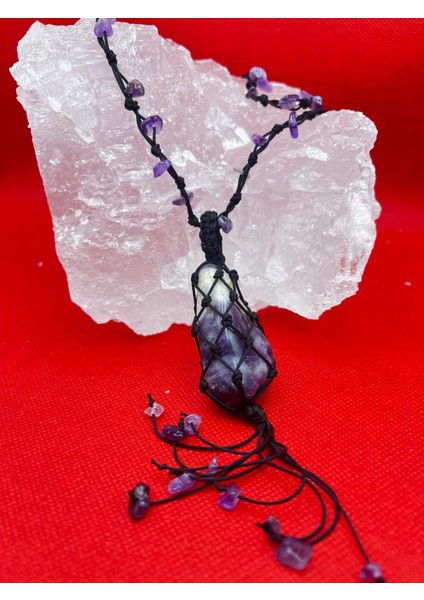 Sertifikalı Ametist Doğal Taş Kolye El Yapımı Handmade Aaa Kalite