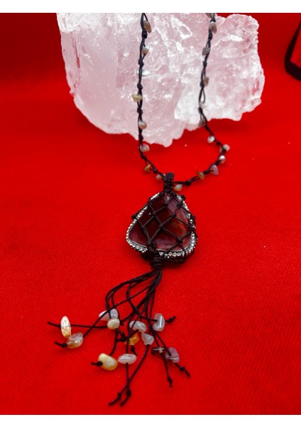 Sertifikalı Bostwana Akik Doğal Taş Kolye El Yapımı Handmade Aaa Kalite