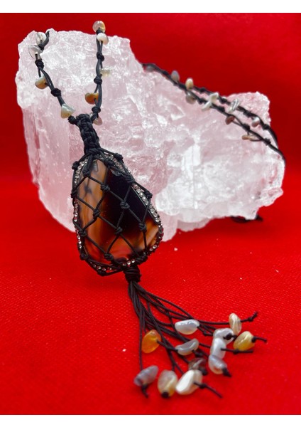 Sertifikalı Bostwana Akik Doğal Taş Kolye El Yapımı Handmade Aaa Kalite fiyatları