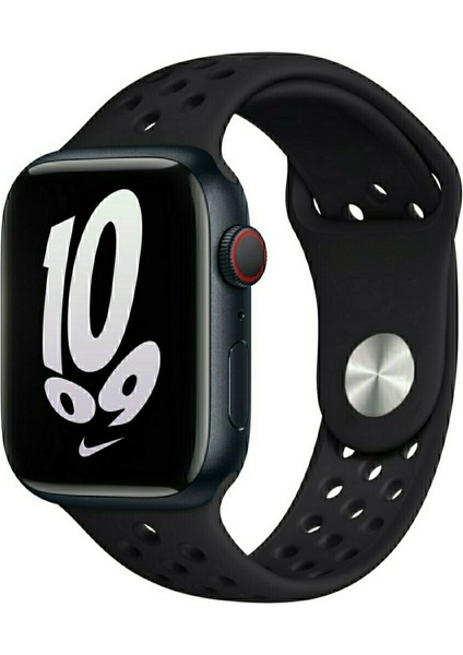 Apple Watch 38MM / 40MM/ 41 mm (Seriler /se ile Uyumlu) Delikli Spor Silikon Kordon Füme Gri
