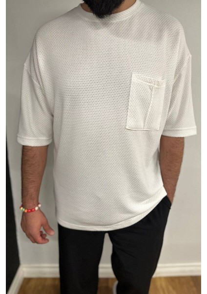 Ekru Oversize Erkek T-Shirt 10423