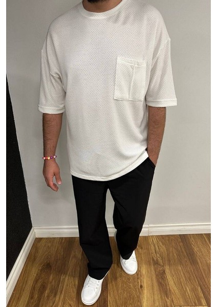 Ekru Oversize Erkek T-Shirt 10423 fiyatları