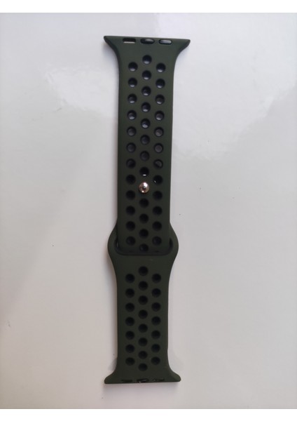 Apple Watch 42 mm / 44MM / 45MM / 49 mm (Seriler /se/ultra ile Uyumlu) Delikli Spor Silikon Kordon Asker Yeşil Siyah fiyatları